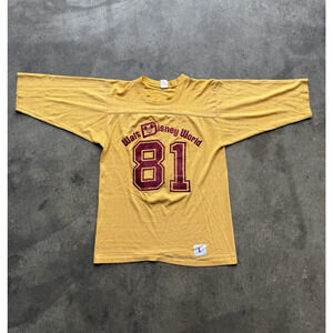 Vintage Walt Disney World Yellow Gold Baseball Jersey #81 Shirt 1981 Retro Large